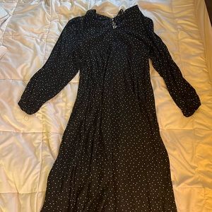 H&M black and white polka dot maxi dress tie back never worn size xl